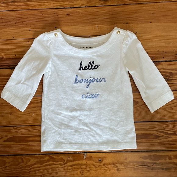 Janie and Jack Other - NWOT Janie and Jack Hello, Bonjour, Ciao Shirt Size 18- 24 mo.